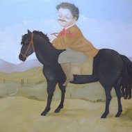 Sul cavallo  nero       olio su tela 50x60    2001